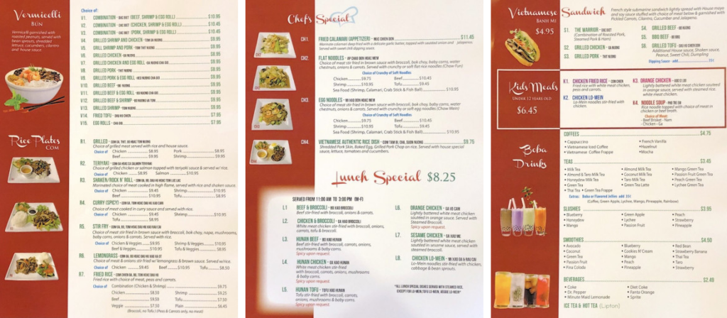 Lotus Pho ( Lotus Cafe ) menu 1